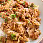 Adraki ginger curry soy curls in a bowl with rice