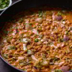 beans do pyaza in the pan after cooking