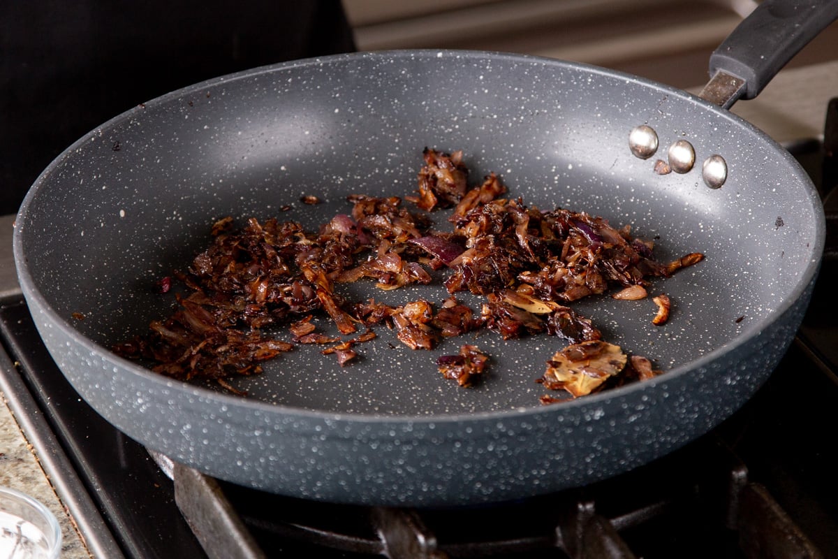 onion in the pan, after cooking