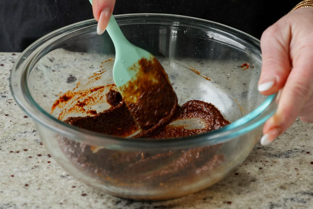 mixing up the tofu seasoning paste