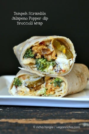 Tempeh Scramble Jalapeno Popper dip Wraps #vegan #veganricha | VeganRicha.com