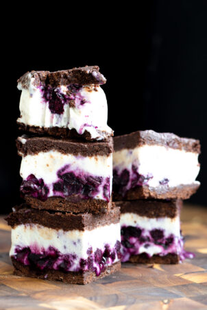 vegan vanilla ice cream sandwiches stacked