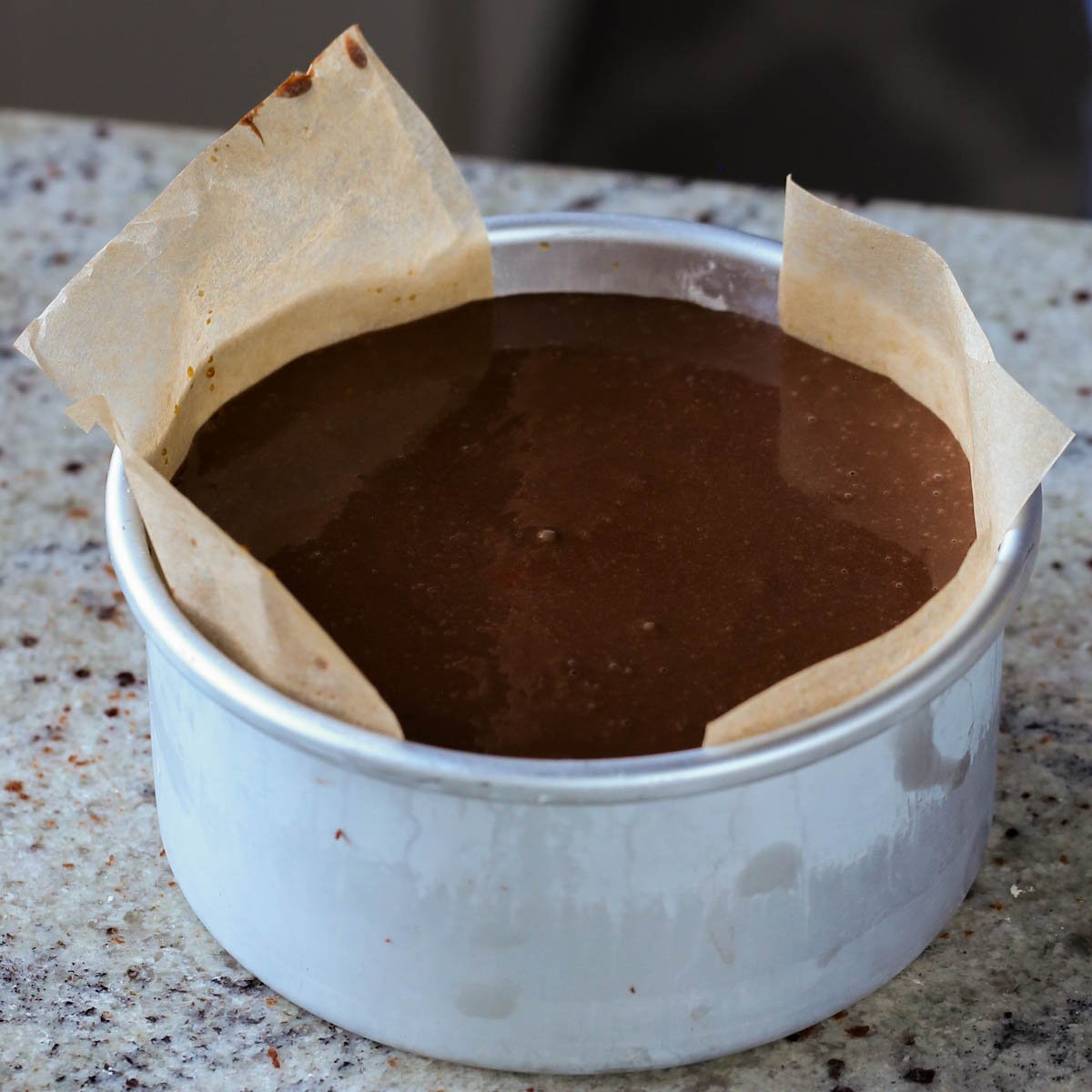 mocha cake, ready to set