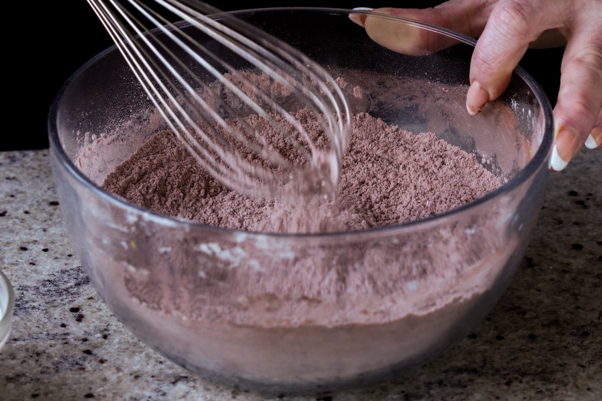mixing the dry ingredients in a bowl