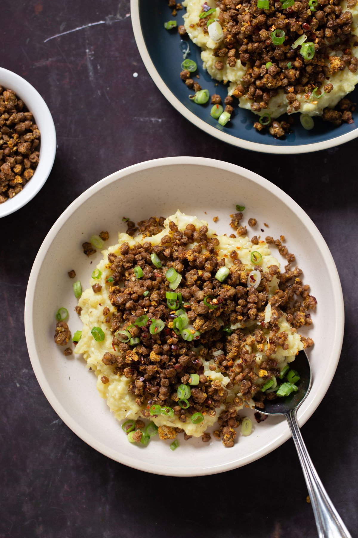 2 bowls lentil mashed potatoes