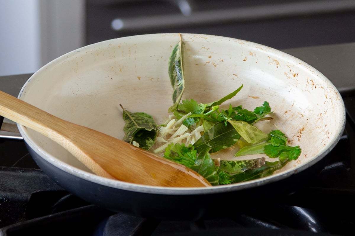 making the tempering in a small pan