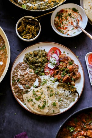 plateful of food from the diwali party menu