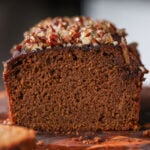 vegan gingerbread cake on the cutting board