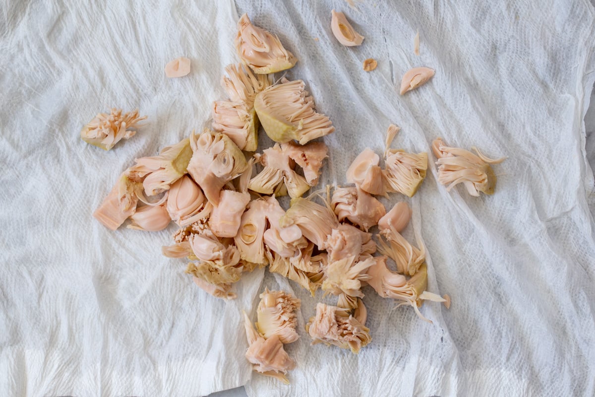jackfruit after wringing it out with towels