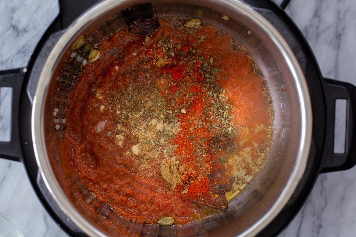 sun dried tomato sauce with dried spices added