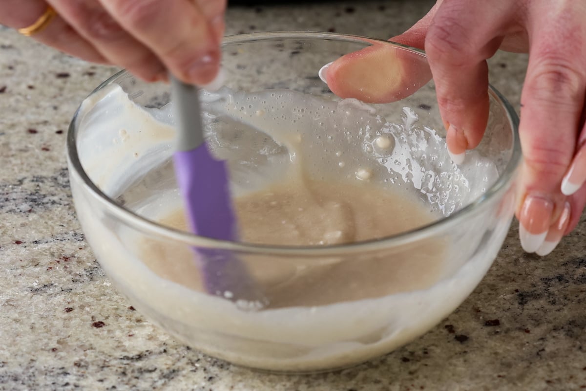 lemon glaze in the bowl after mixing