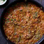 lentil chickpea stew in the pan after cooking