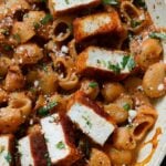 close-up of a pan of vegan marry me chicken