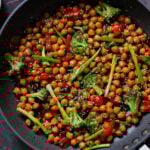 Mongolian chickpeas in the pan after cooking