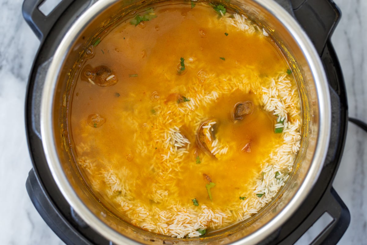 Base for mushroom biryani in an Instant Pot