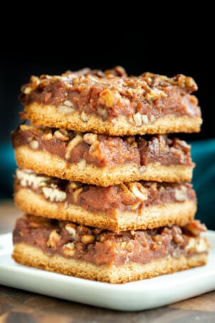 stacked vegan pecan pie bars