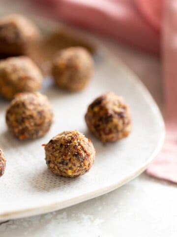 pizza snack bites on a white plate