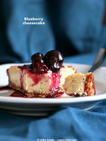 Vegan Blueberry Cheesecake #glutenfree #veganricha #vegan