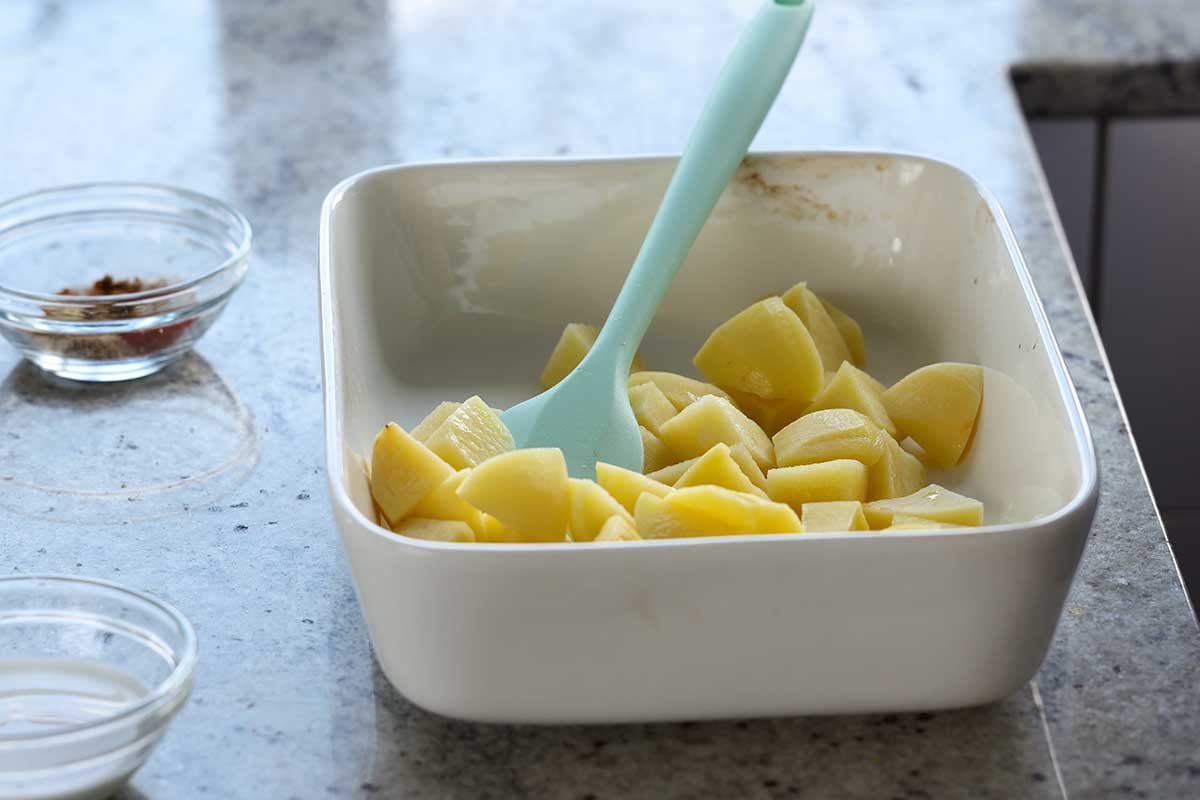 potatoes in the baking dish