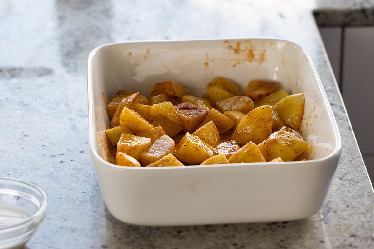 potatoes tossed in the spice mixture