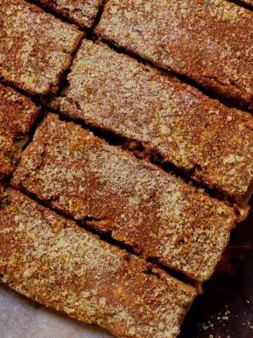 savory granola bars, after baking and slicing