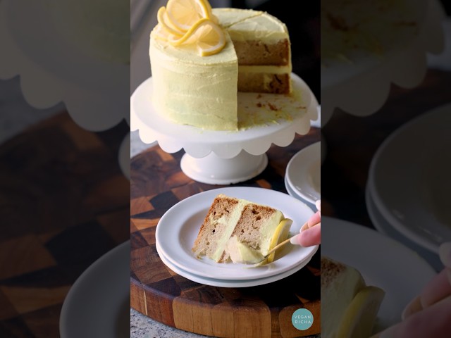 Vegan Lemon Cream Cake! #shorts #lemoncake #vegancake #springrecipes