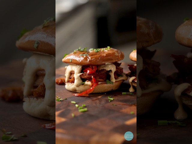 Vegan cheesesteak inspired smoky soycurl sandwich! #shorts #vegansandwich