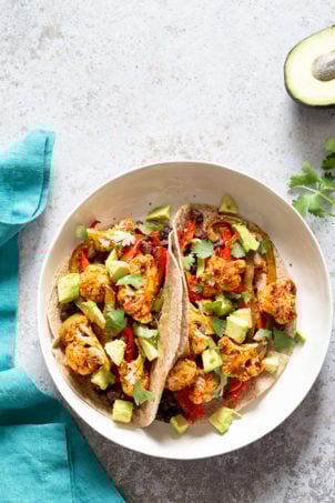 Sheet Pan Fajitas. Tacos with Fajita Veggies with Chipotle Fajita Sauce. #Vegan #Glutenfree #Soyfree Nutfree #Recipe #VeganRicha