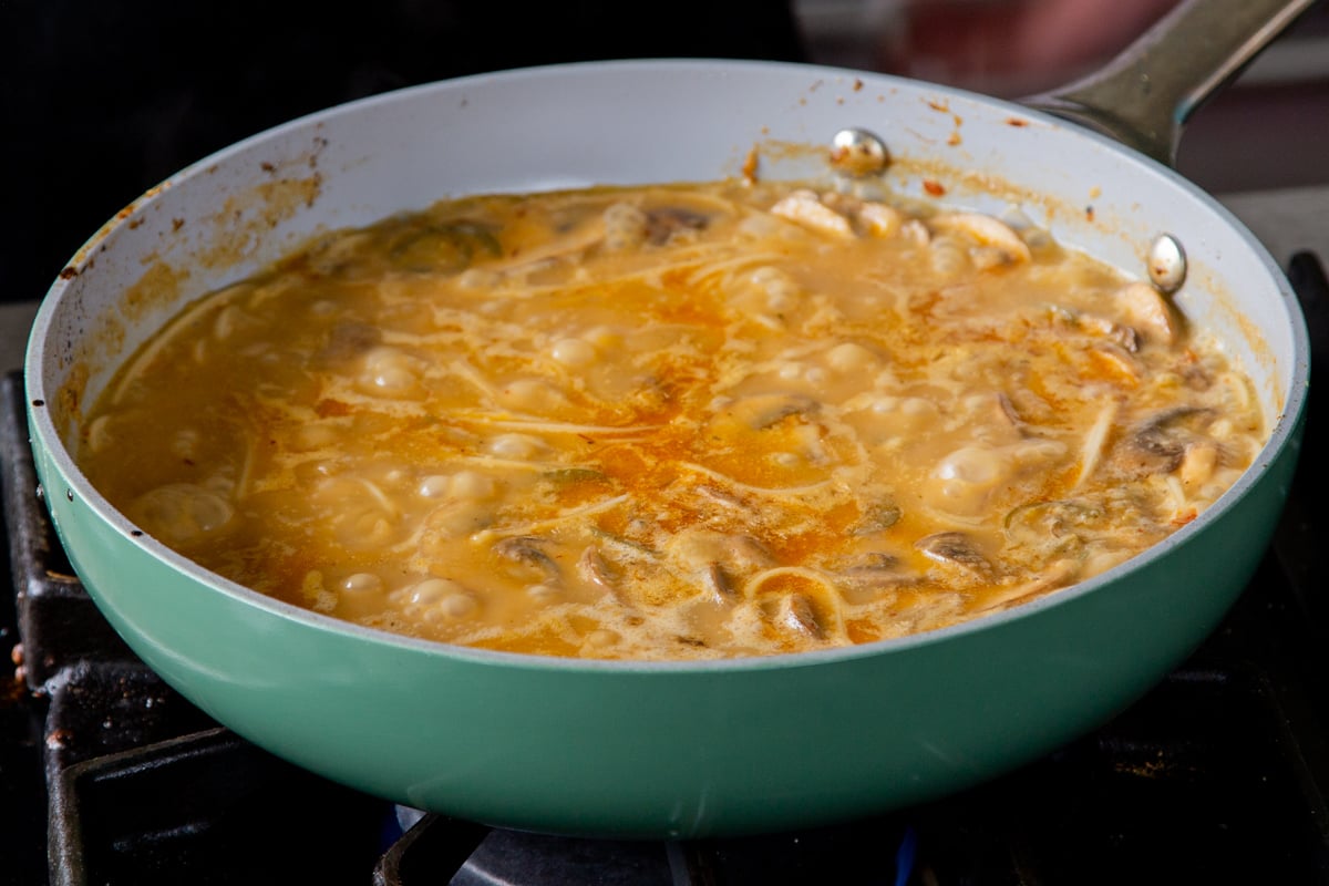 noodles added to the tonkotsu ramen stock