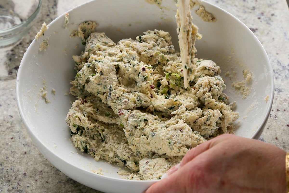 savory scone dough, after mixing