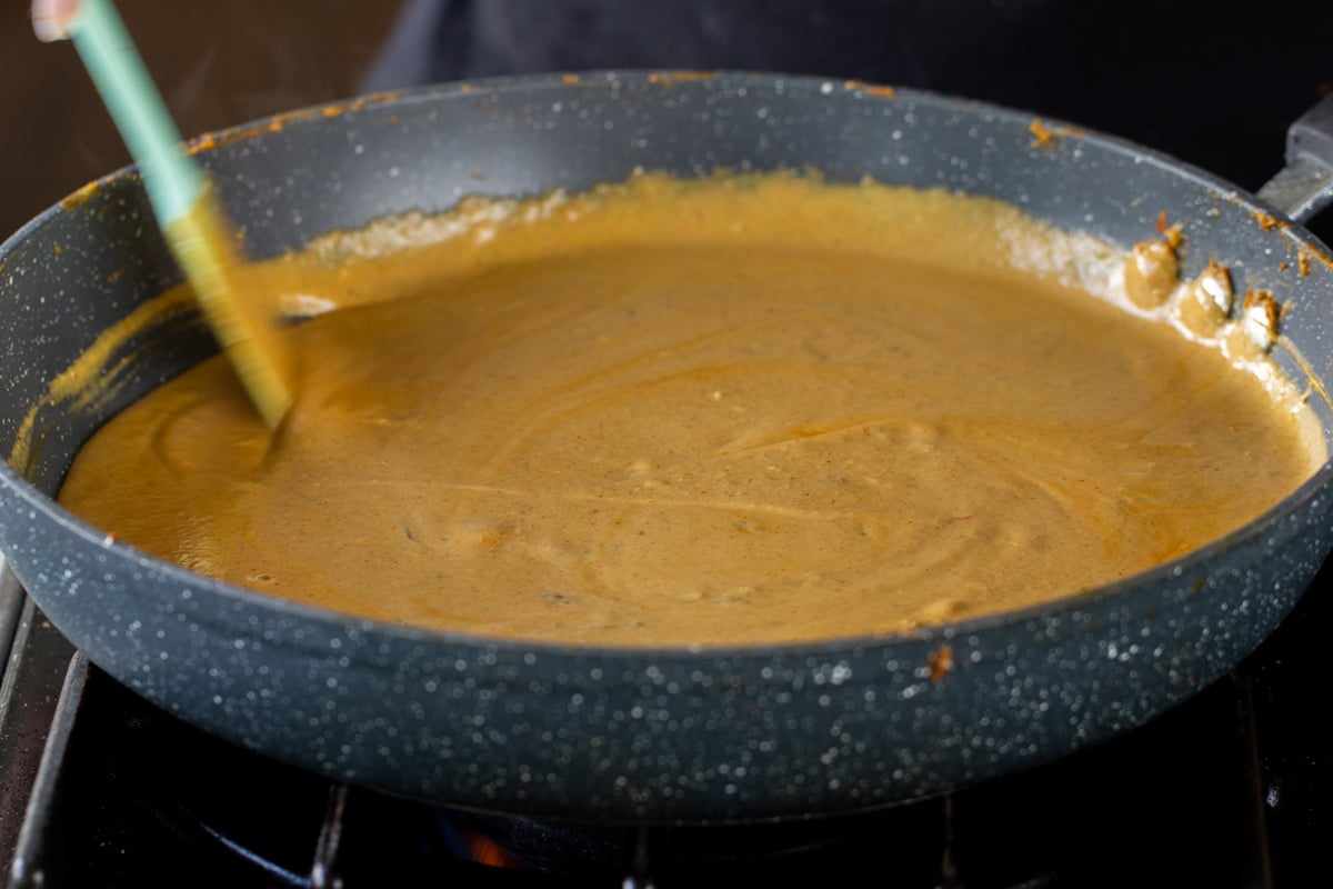tofu barra sauce in the pan