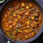 tofu pepper fry in the skillet after cooking