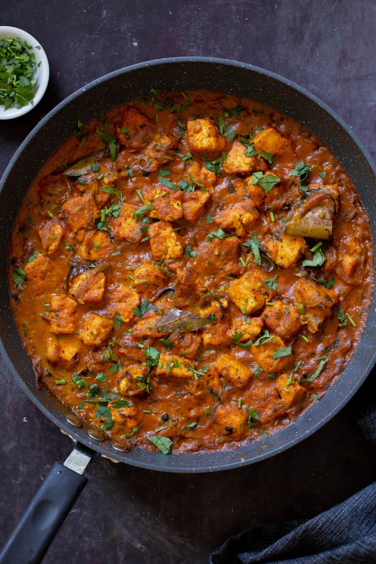 tofu pepper fry in the skillet after cooking