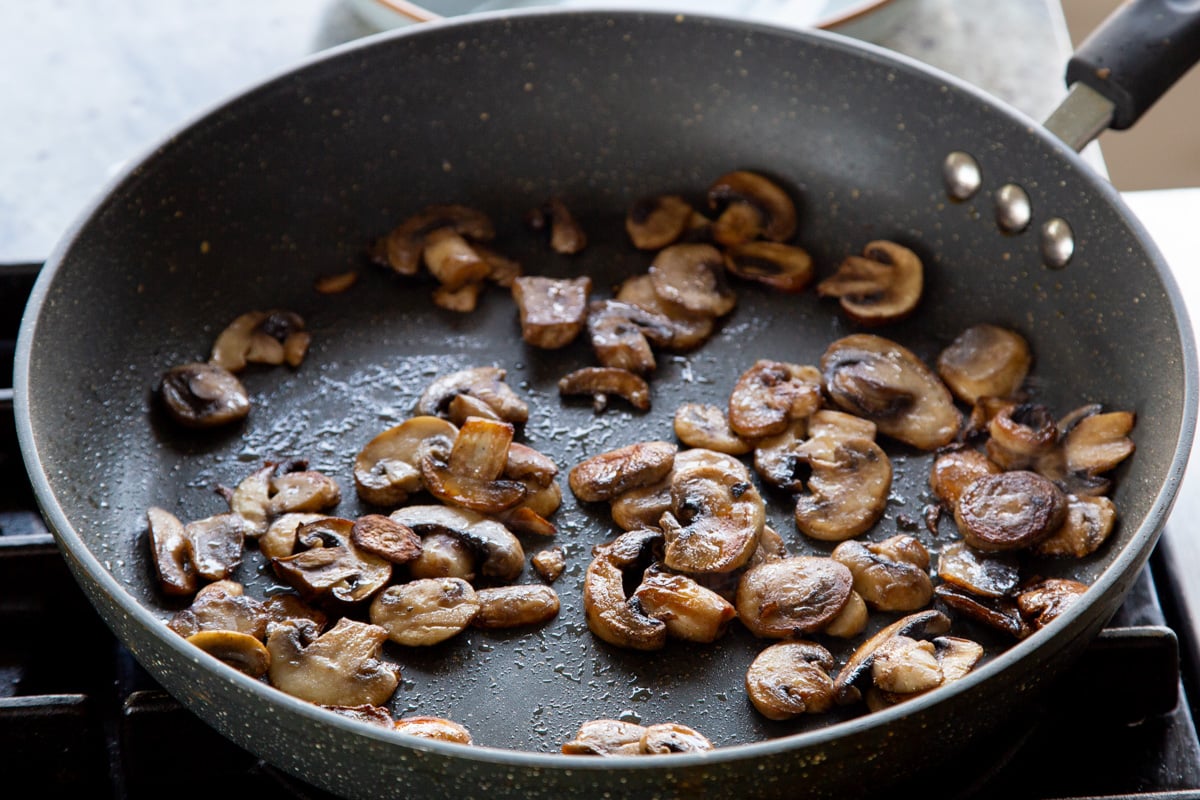 mushrooms in the frying pan after cooking