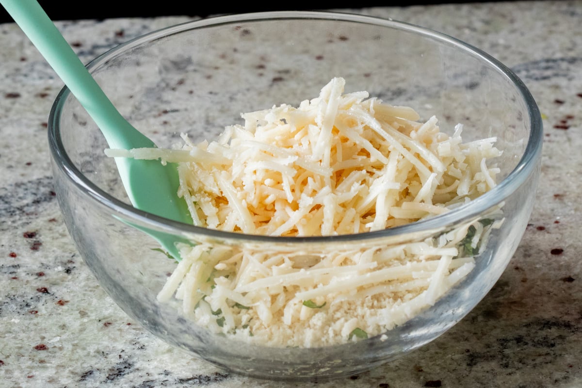 vegan cheese shreds in a bowl