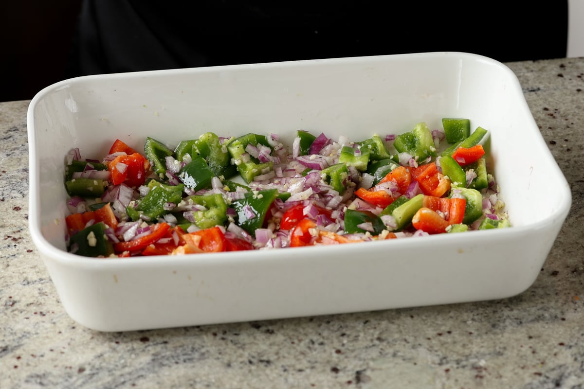adding onion to the veggie mixture