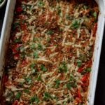 pan of unstuffed pepper casserole after baking