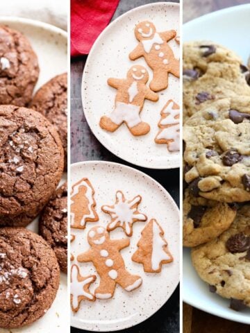 image collage of different kinds of vegan Christmas cookies