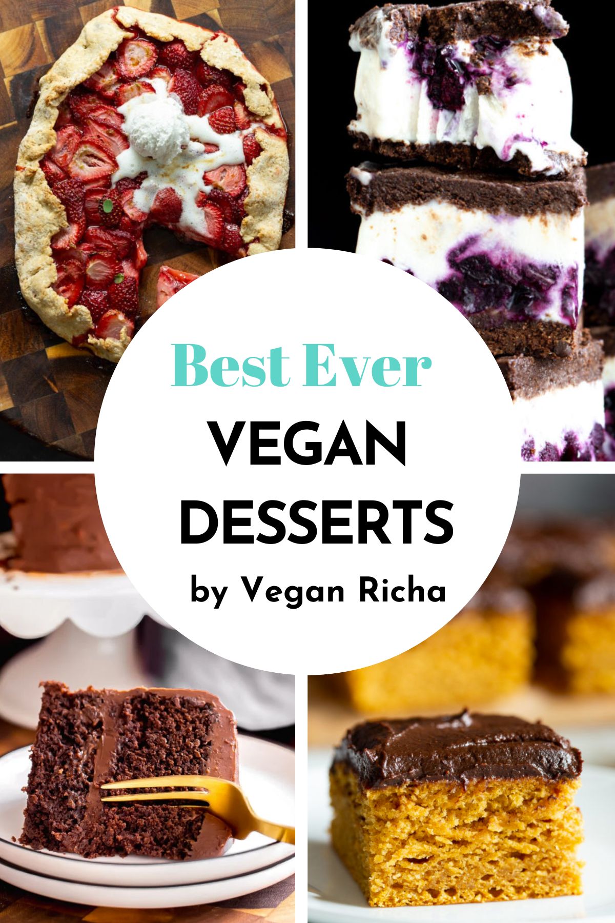 a picture collage with the best vegan desserts by Vegan richa