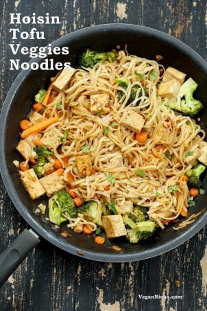 Hoisin Tofu Noodle Stir Fry with veggies #vegan #veganricha