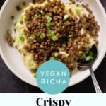 photo of lentil mashed potatoes, text overlay