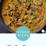 tofu barra in the pan, text overlay