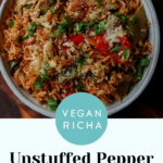 unstuffed pepper casserole, text overlay
